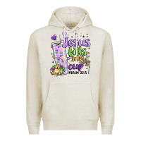 Oatmeal Heather mardi gras jesus fills my cup Premium Hoodie - MaliasSmallBusiness