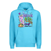 Ocean Blue mardi gras jesus fills my cup Premium Hoodie - MaliasSmallBusiness