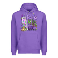 Purple mardi gras jesus fills my cup Premium Hoodie - MaliasSmallBusiness
