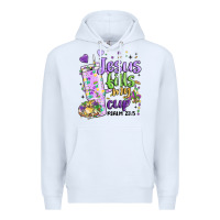 White mardi gras jesus fills my cup Premium Hoodie - MaliasSmallBusiness