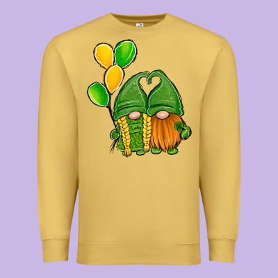 St Patrick's Day Gnomes Premium Sweatshirt Designed By Jasminsmagicworld