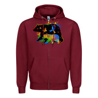 Burgundy autism mama bear Zipper Hoodie - Zillion Design Studio