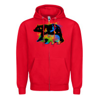Red autism mama bear Zipper Hoodie - Zillion Design Studio