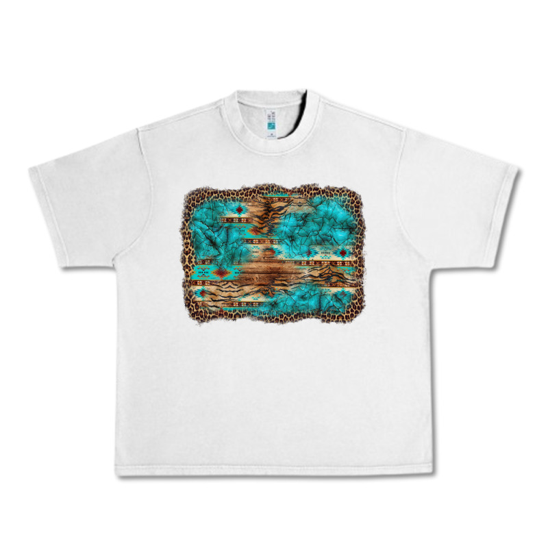 Western Turquoise Stone Aztec Tiger Pattern Background Urban Heavy Tee by Artiststas | Teevron