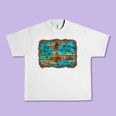 Western Turquoise Stone Aztec Tiger Pattern Background Urban Heavy Tee Designed By Artiststas