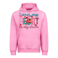 Fuchsia Pink i wear my heart on my sleeve Urban Hoodie - NancyCooperArtShop