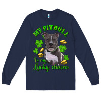 Navy st patricks day my pitbuli my lucky charm Long Sleeve Tee - RanaPortraitStore