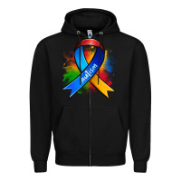 Black autism ribbon Zipper Hoodie - Zillion Design Studio