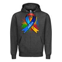 Charcoal Heather autism ribbon Zipper Hoodie - Zillion Design Studio