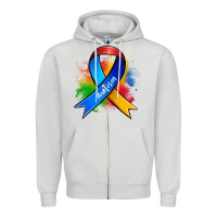 Dove Grey autism ribbon Zipper Hoodie - Zillion Design Studio