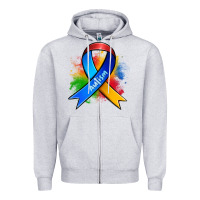 Heather Grey autism ribbon Zipper Hoodie - Zillion Design Studio