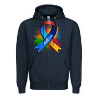 Navy autism ribbon Zipper Hoodie - Zillion Design Studio