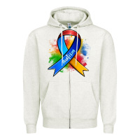 Oatmeal Heather autism ribbon Zipper Hoodie - Zillion Design Studio