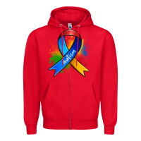 Red autism ribbon Zipper Hoodie - Zillion Design Studio