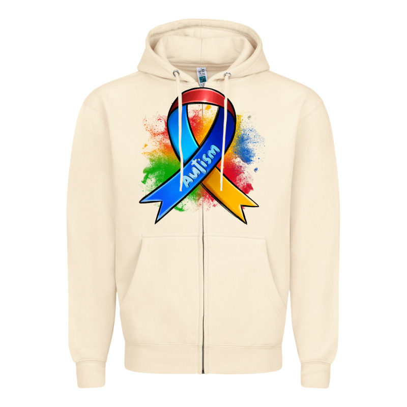 Autism Ribbon Zipper Hoodie by Zillion Design Studio | Teevron