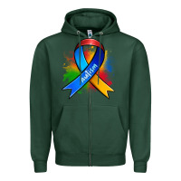 Sports Green autism ribbon Zipper Hoodie - Zillion Design Studio