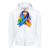 White autism ribbon Zipper Hoodie - Zillion Design Studio