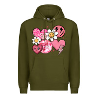 Army Green retro valentines day Premium Hoodie - MaliasSmallBusiness