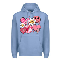 Colony Blue retro valentines day Premium Hoodie - MaliasSmallBusiness