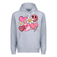 Heather Grey retro valentines day Premium Hoodie - MaliasSmallBusiness