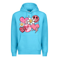 Ocean Blue retro valentines day Premium Hoodie - MaliasSmallBusiness