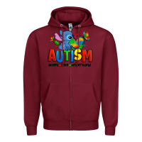 Burgundy autism stitch accept love understand Zipper Hoodie - Zillion Design Studio