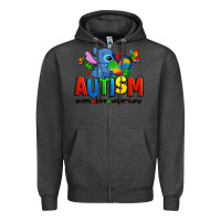 Charcoal Heather autism stitch accept love understand Zipper Hoodie - Zillion Design Studio