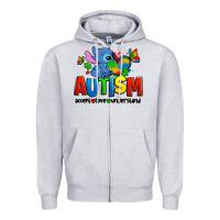 Heather Grey autism stitch accept love understand Zipper Hoodie - Zillion Design Studio