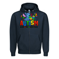 Navy autism stitch accept love understand Zipper Hoodie - Zillion Design Studio