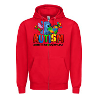 Red autism stitch accept love understand Zipper Hoodie - Zillion Design Studio