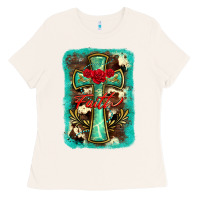 Bone cross faith background Ladies Tee - BarkalooDesign