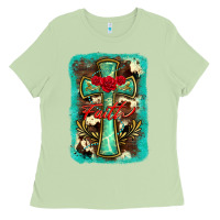 Matcha cross faith background Ladies Tee - BarkalooDesign