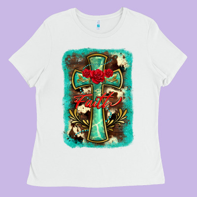 Cross Faith Background Ladies Tee Designed By Barkaloodesign