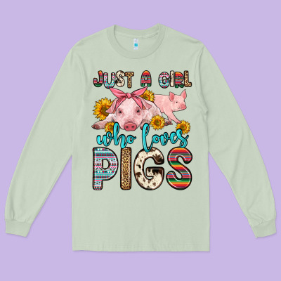 Just A Girl Who Loves Pigs Long Sleeve Tee Designed By Zillion Design Studio