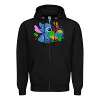 Black autism stitch heart Zipper Hoodie - Zillion Design Studio