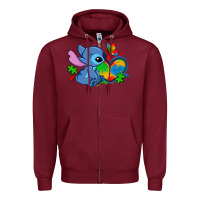 Burgundy autism stitch heart Zipper Hoodie - Zillion Design Studio