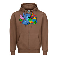 Chestnut autism stitch heart Zipper Hoodie - Zillion Design Studio