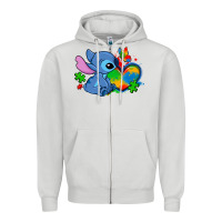 Dove Grey autism stitch heart Zipper Hoodie - Zillion Design Studio