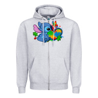 Heather Grey autism stitch heart Zipper Hoodie - Zillion Design Studio