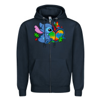 Navy autism stitch heart Zipper Hoodie - Zillion Design Studio