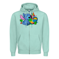 Seafoam autism stitch heart Zipper Hoodie - Zillion Design Studio