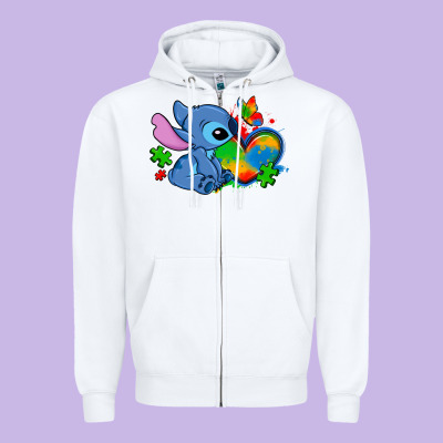 Autism Stitch Heart Zipper Hoodie Designed By Zillion Design Studio