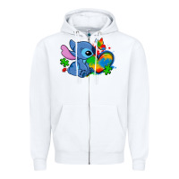 White autism stitch heart Zipper Hoodie - Zillion Design Studio