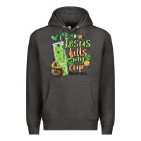 Charcoal Heather st. patricks day jesus fills my cup Premium Hoodie - MaliasSmallBusiness