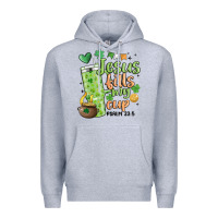 Heather Grey st. patricks day jesus fills my cup Premium Hoodie - MaliasSmallBusiness