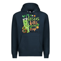 Navy st. patricks day jesus fills my cup Premium Hoodie - MaliasSmallBusiness