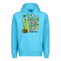 Ocean Blue st. patricks day jesus fills my cup Premium Hoodie - MaliasSmallBusiness