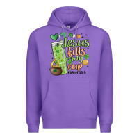 Purple st. patricks day jesus fills my cup Premium Hoodie - MaliasSmallBusiness
