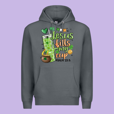 St. Patricks Day Jesus Fills My Cup Premium Hoodie Designed By Maliassmallbusiness