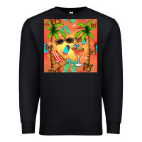 Black summer slipper and cocktail seamless pattern Premium Sweatshirt - BundleAndBundleShop
